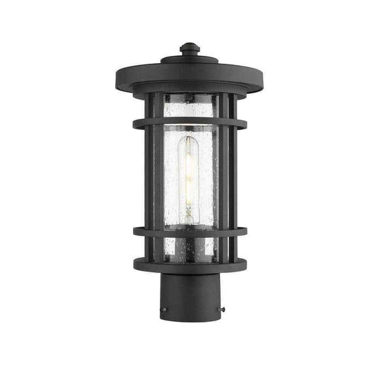 Jordan 14.75 in. 1-Light Black Aluminum Hardwired Outdoor Post Light