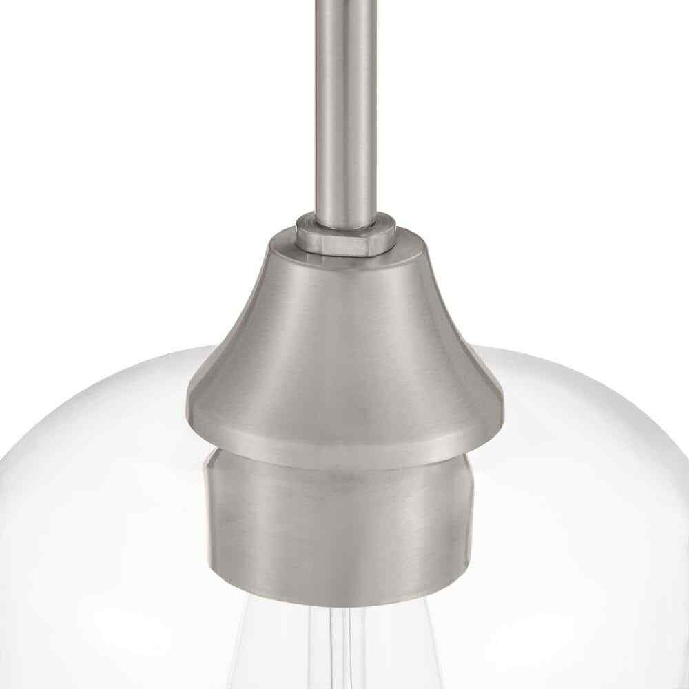 Hampton Bay Pavlen 1-Light Brushed Nickel Contemporary Hanging Mini Pendant