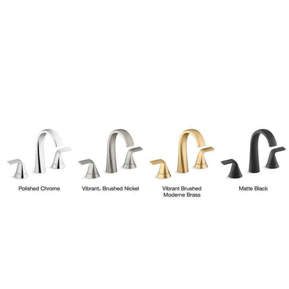 KOHLER Cursiva 8" Double Handle Bathroom Faucet in Vibrant Brushed Moderne Brass