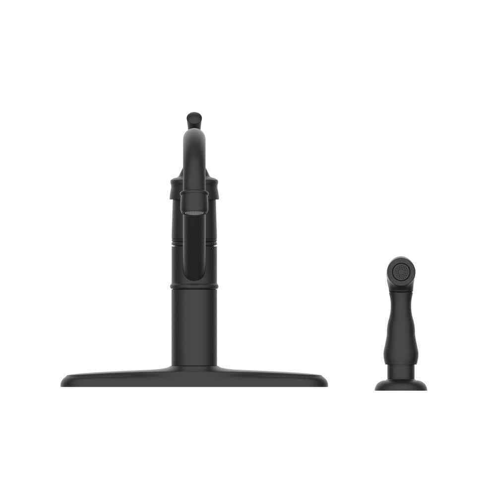 Glacier Bay Barnhart Single-Handle Kitchen Faucet w/ Side Sprayer in Matte Black