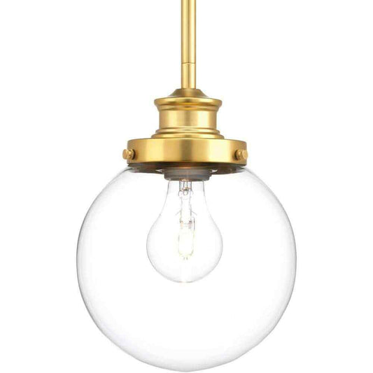 Progress Lighting Golden Natural Brass Clear Glass Modern Kitchen Pendant Light