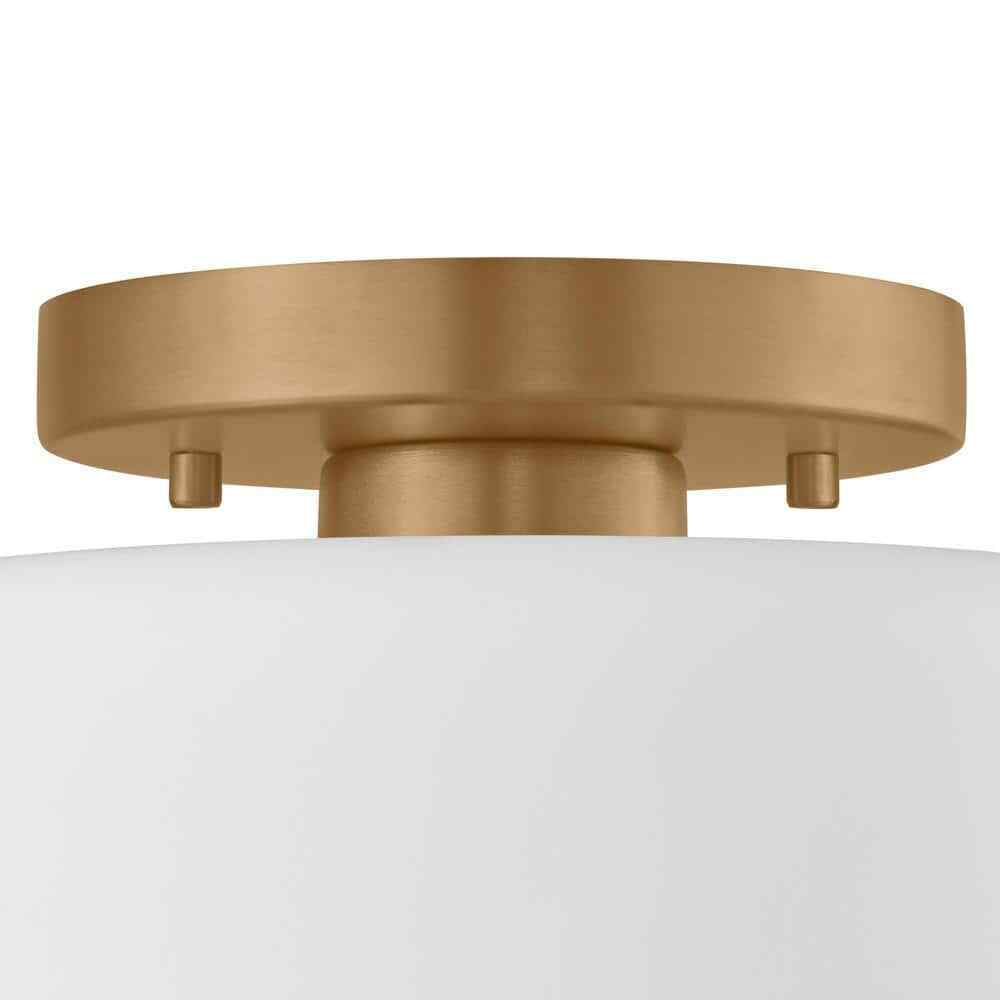 Home Decorators Collection 10 in. 1-Light Matte White and Gold Semi-Flush Mount