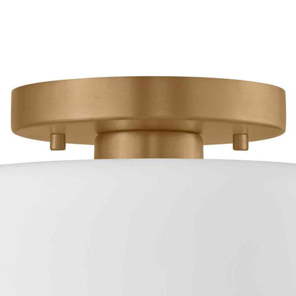 Home Decorators Collection 10 in. 1-Light Matte White and Gold Semi-Flush Mount