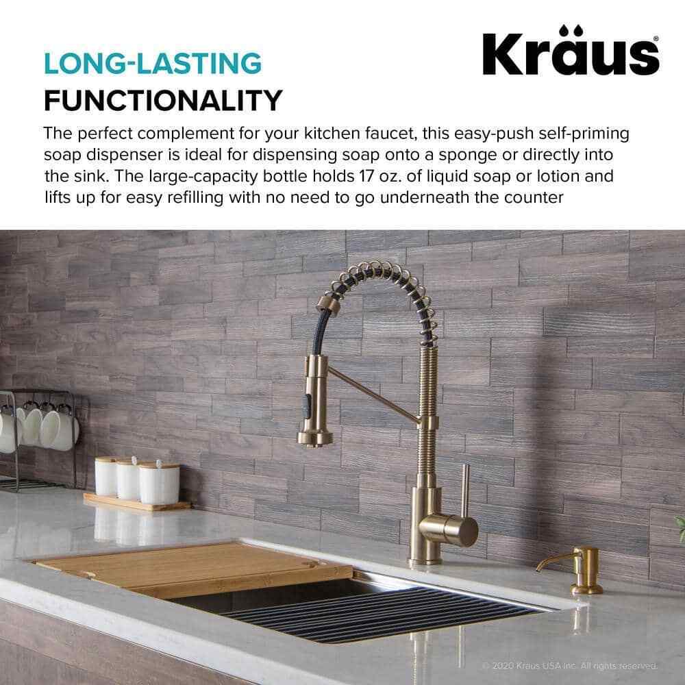 KRAUS Boden Kitchen Soap and Lotion Dispenser in Brushed Brass KSD-53BB