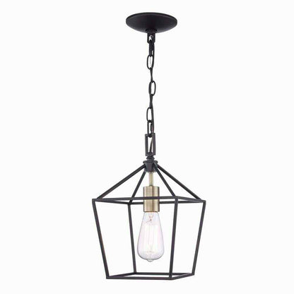 Home Decorators Weyburn 1-Light Black and Gold Farmhouse Mini Pendant Light
