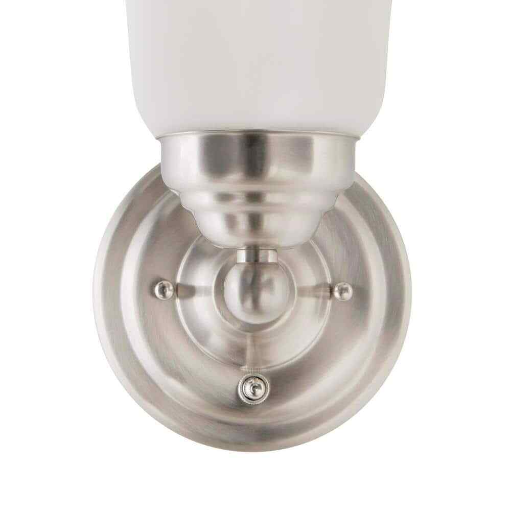 Hampton Bay Ashurst 1-Light Brushed Nickel Wall Sconce with Switch