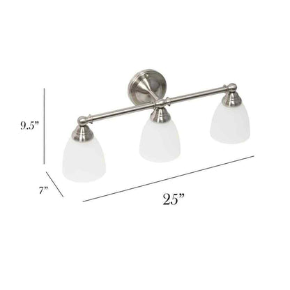 Simple Designs 25 in. Brushed Nickel Classic 3-Light Wall Mounted Vanity