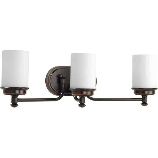 Progress Lighting 3-Light Rubbed Bronze Etched Opal Glass Coastal Vanity Light