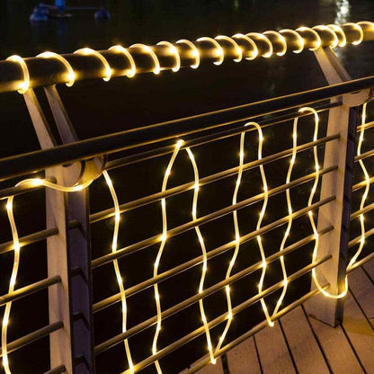 GIGALUMI 35.7 ft. Solar Powered Warm White LED Rope Light with 8 Modes 2-Pack