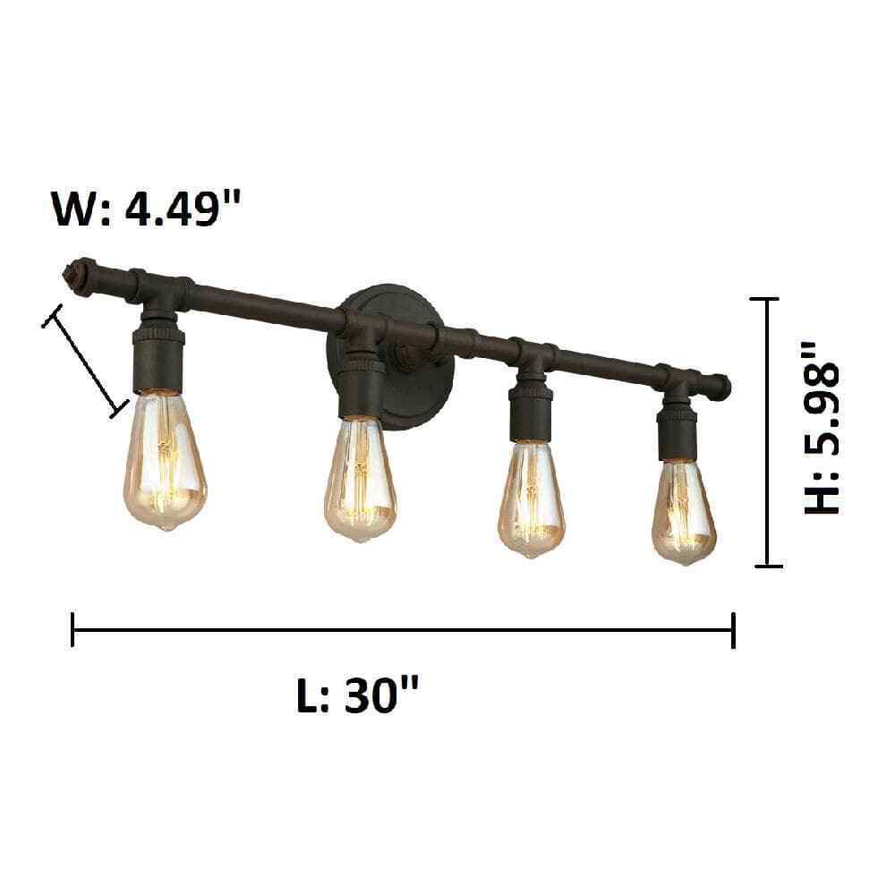 Eglo Rivertown 30 in. 4-Light Rustic Bronze Bathroom Vanity Light 203553A