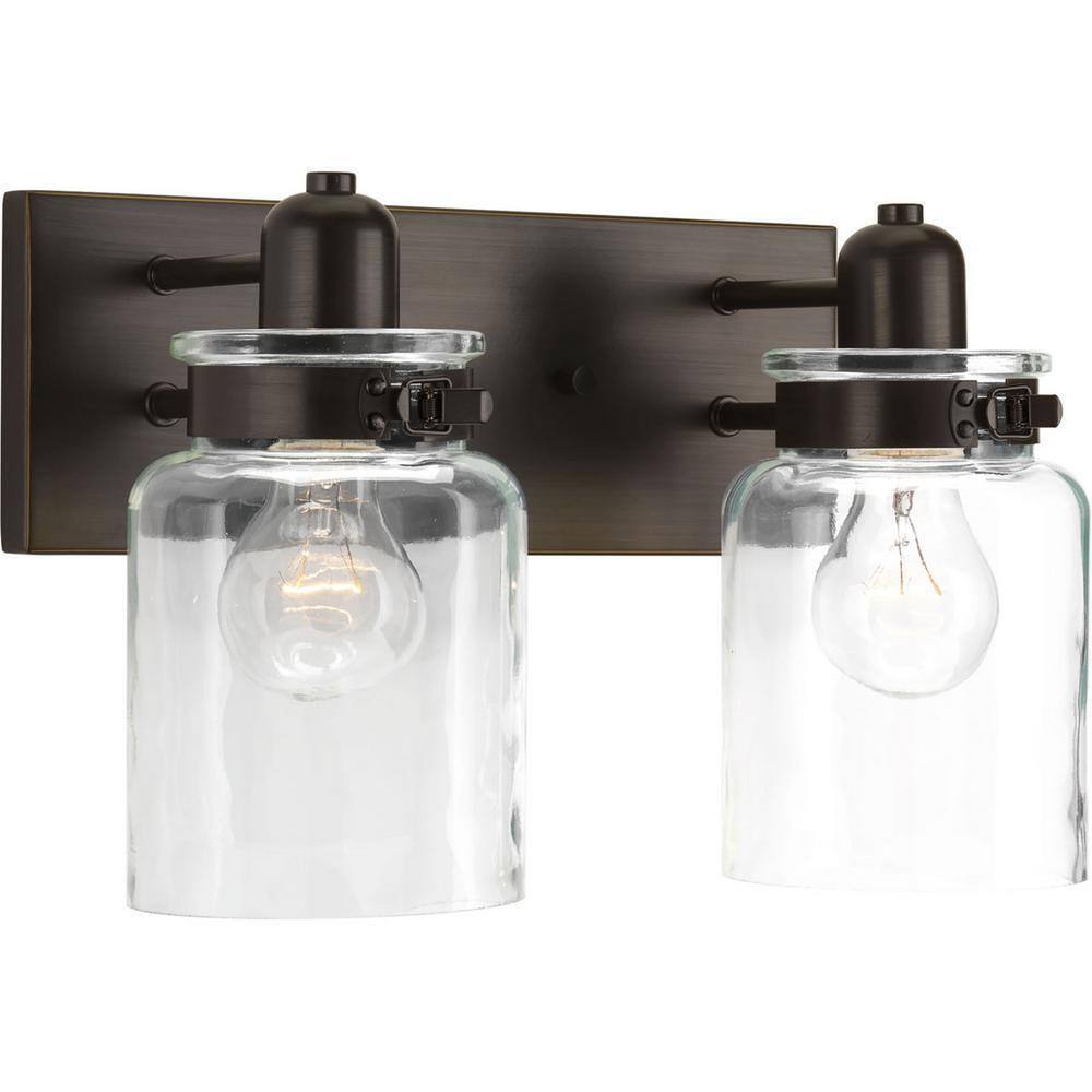 Progress Lighting Calhoun 2-Light Antique Bronze Clear Glass Bath Vanity Light