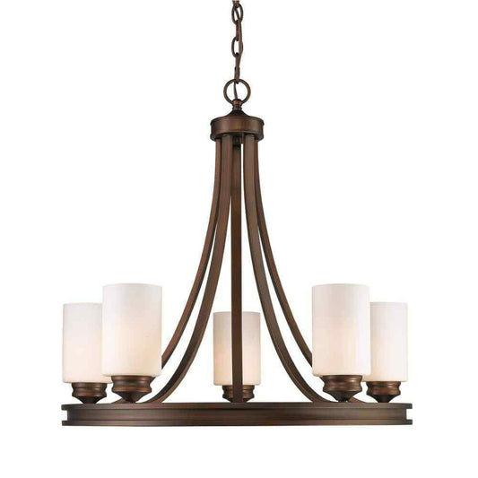 Golden Lighting Holborn Collection 5-Light Bronze Opal Shade Chandelier