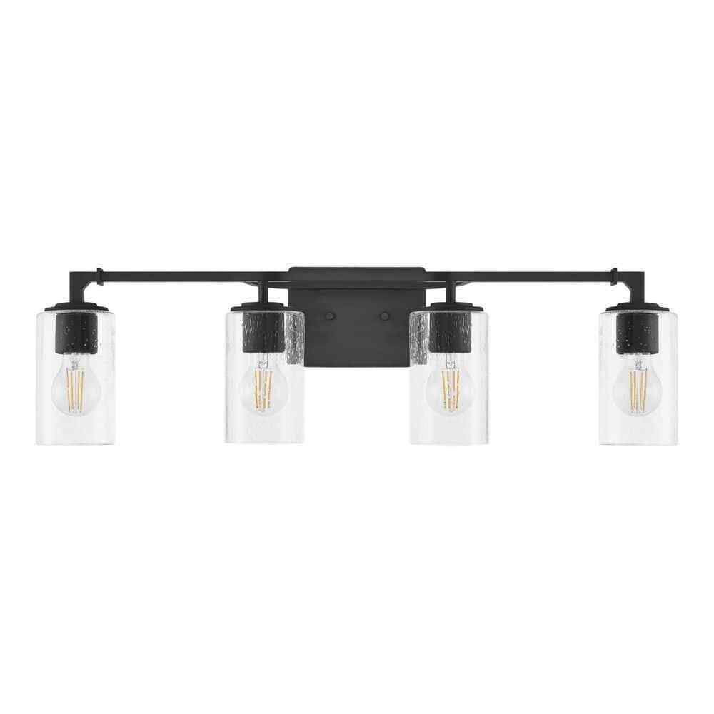 Home Decorators Helenwood 30.75 in. 4-Light Matte Black Bathroom Vanity Light