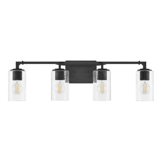 Home Decorators Helenwood 30.75 in. 4-Light Matte Black Bathroom Vanity Light