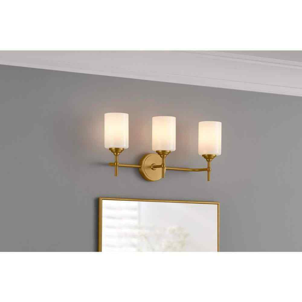 Home Decorators Ayelen Matte Brass Bathroom Vanity Light w/ Opal White Glass