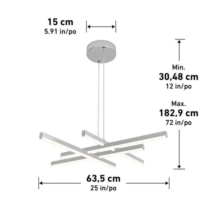 Artika Grid 30-Watt 1 Light Chrome Modern 3 CCT Integrated LED Pendant Fixture