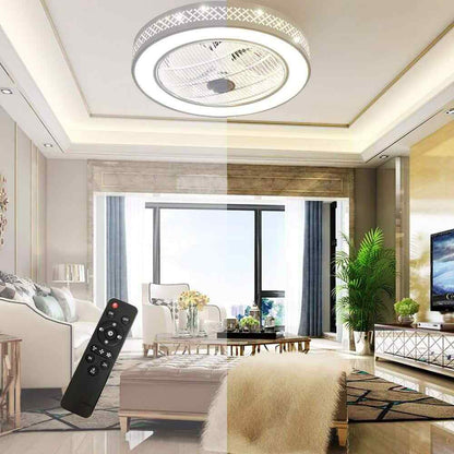 OUKANING  Integrated LED Indoor White Smart Enclosed Ceiling Fan w/ Remote