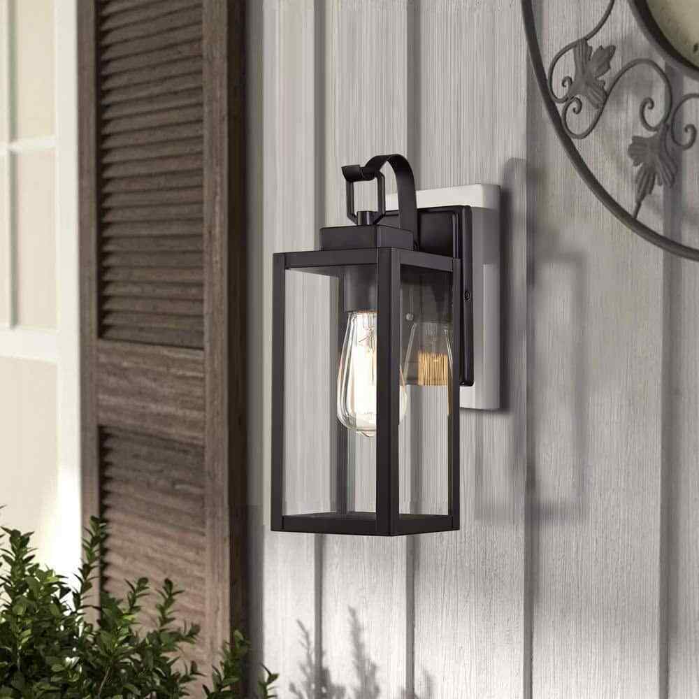Hukoro Martin 1-Light Matte Black Outdoor Wall Lantern Sconce with Clear Glass
