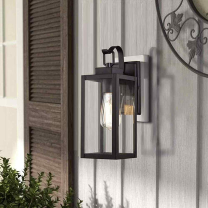 Hukoro Martin 1-Light Matte Black Outdoor Wall Lantern Sconce with Clear Glass