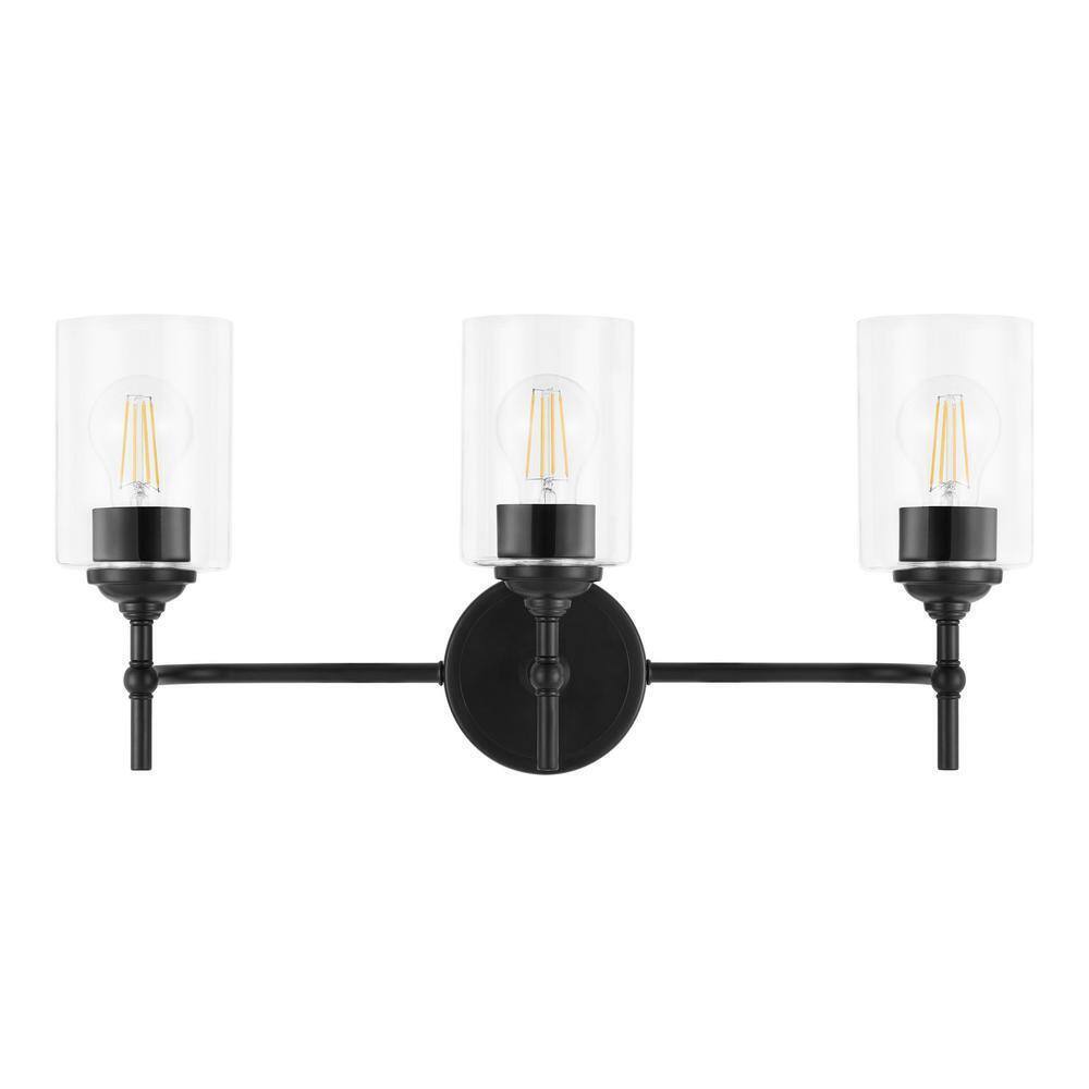 Home Decorators Collection Ayelen 22 in. W 3-Lights Black Vanity Light