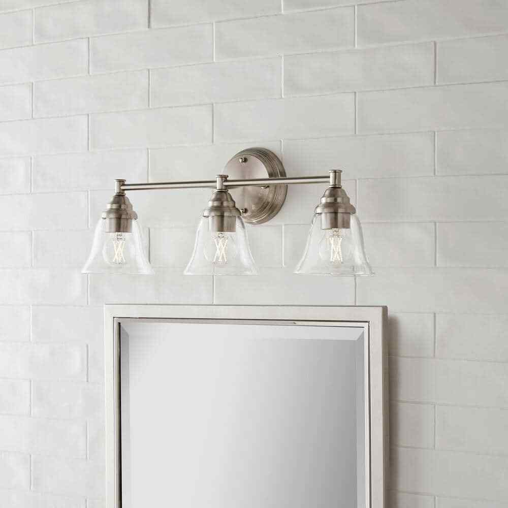 Hampton Bay Marsden 23.5 in. 3-light Brushed Nickel Transitional Indoor Vanity