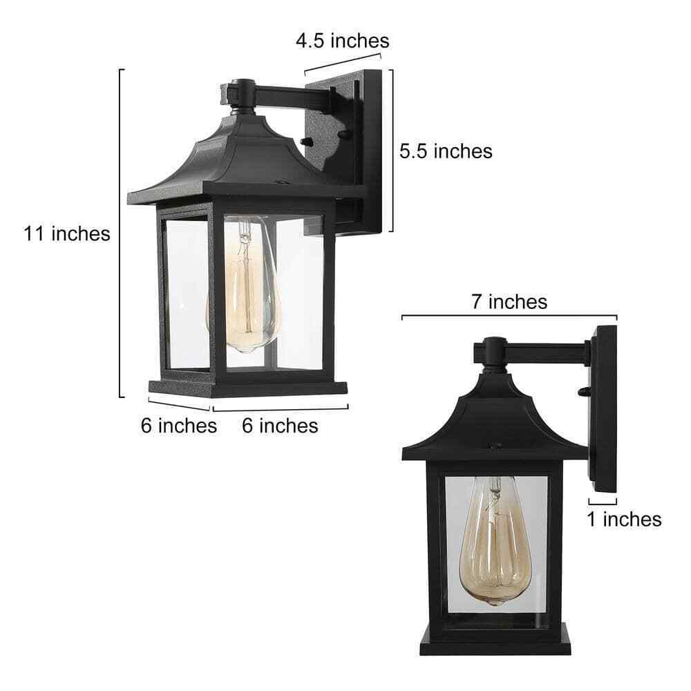 LNC Classic Black Outdoor Wall Lantern Sconce 1-Light Hardwired Wall 2-Pack
