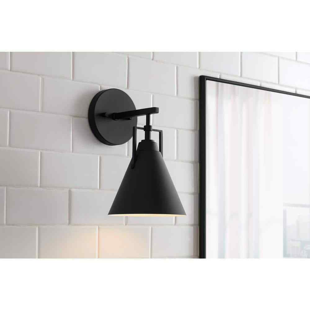 Home Decorators Insdale Matte Black Modern Industrial Bathroom Vanity Light