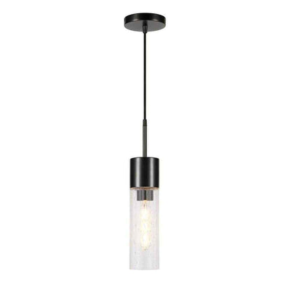 Meyer&Cross Lance 1-Light Blackened Steel Pendant with Seeded Glass Shade