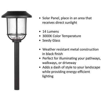 Hampton Bay Millbrook Solar Black LED Metal Glass Landscape Pathway Light 4-Pack