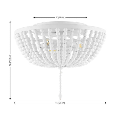 JONATHAN Y Allison 15 in. White Wood Beaded/Metal LED Flush Mount JYL9019D