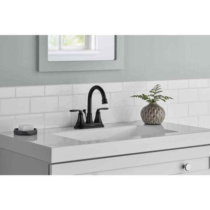 Glacier Bay Sadira 4" Centerset 2-Handle High-Arc Bathroom Faucet in Matte Black