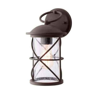 Hampton Bay Wakefield 13.5 in. 1-Light Bronze Outdoor Wall Lantern Sconce