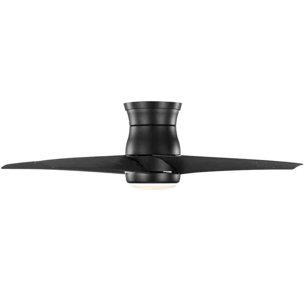 Hampton Bay Mena 44 in. White, Integrated LED Matte Black Hugger Ceiling Fan