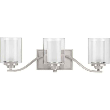 Progress Lighting Kene 3-Light Brushed Nickel Clear Glass Craftsman Vanity Light