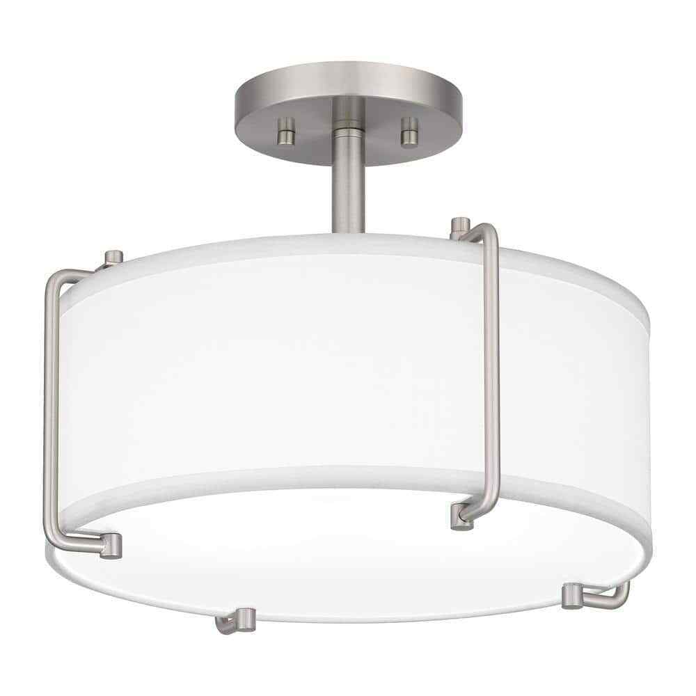 Home Decorators Brookley 14 in. 2-Light Brushed Nickel Semi-Flush Mount