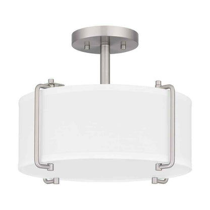 Home Decorators Brookley 14 in. 2-Light Brushed Nickel Semi-Flush Mount