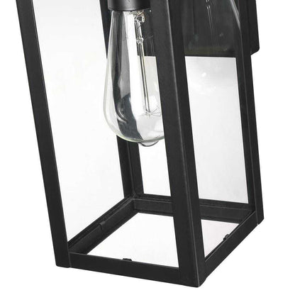 Dawn 13 in. 1-Light Matte Black Hardwired Outdoor Wall Lantern Modern Sconce