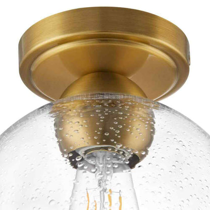 Home Decorators Jill 9.5 in. Gold Flush Mount with Clear Seeded Glass Shade