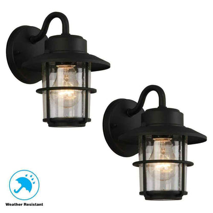 Hampton Bay 1-Light Black Outdoor Wall Lantern Sconce 2-Pack JBO1691A-4