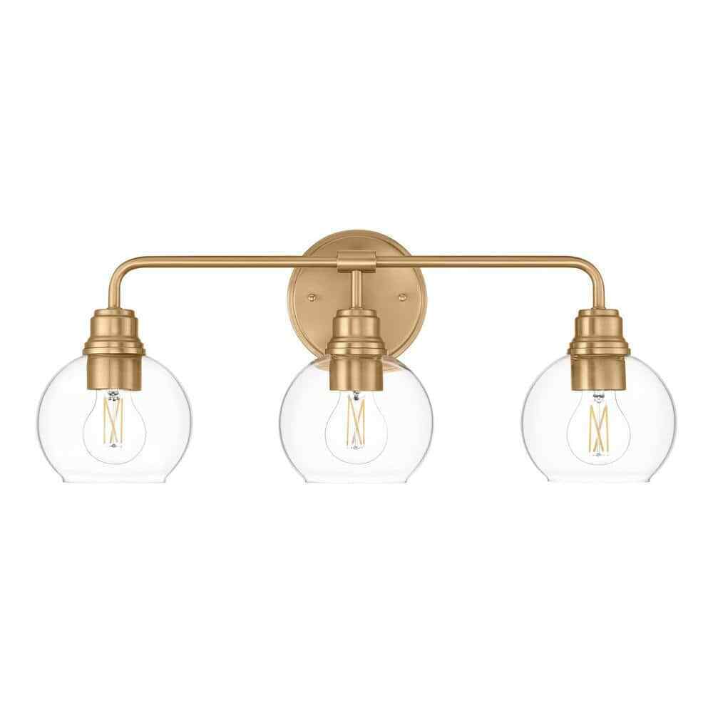 Hampton Bay Florabelle 24 in. Antique Gold Clear Globe Glass Shades
