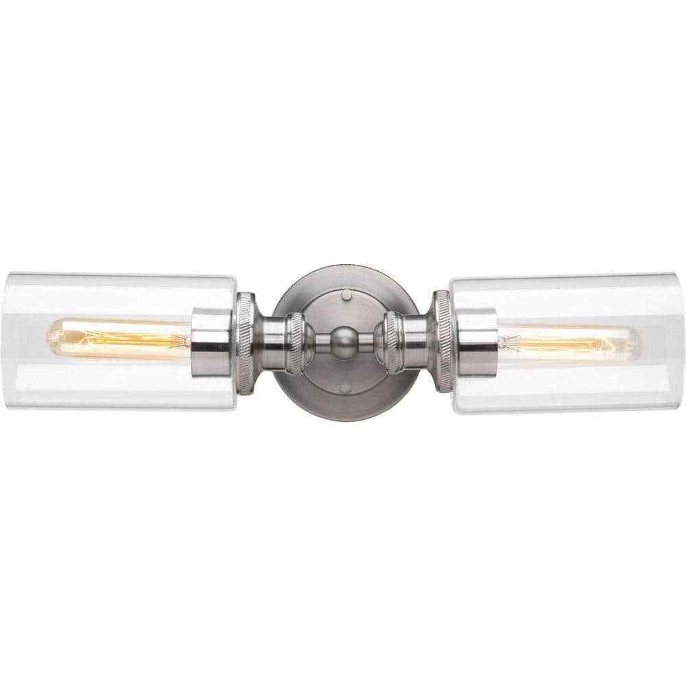 Progress Lighting 2-Light Antique Nickel Etched Fluted Glass Vanity Light