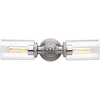 Progress Lighting 2-Light Antique Nickel Etched Fluted Glass Vanity Light
