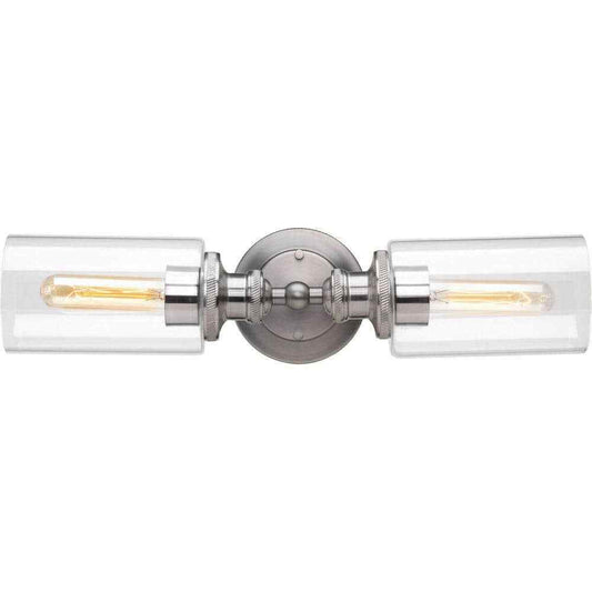 Progress Lighting 2-Light Antique Nickel Etched Fluted Glass Vanity Light