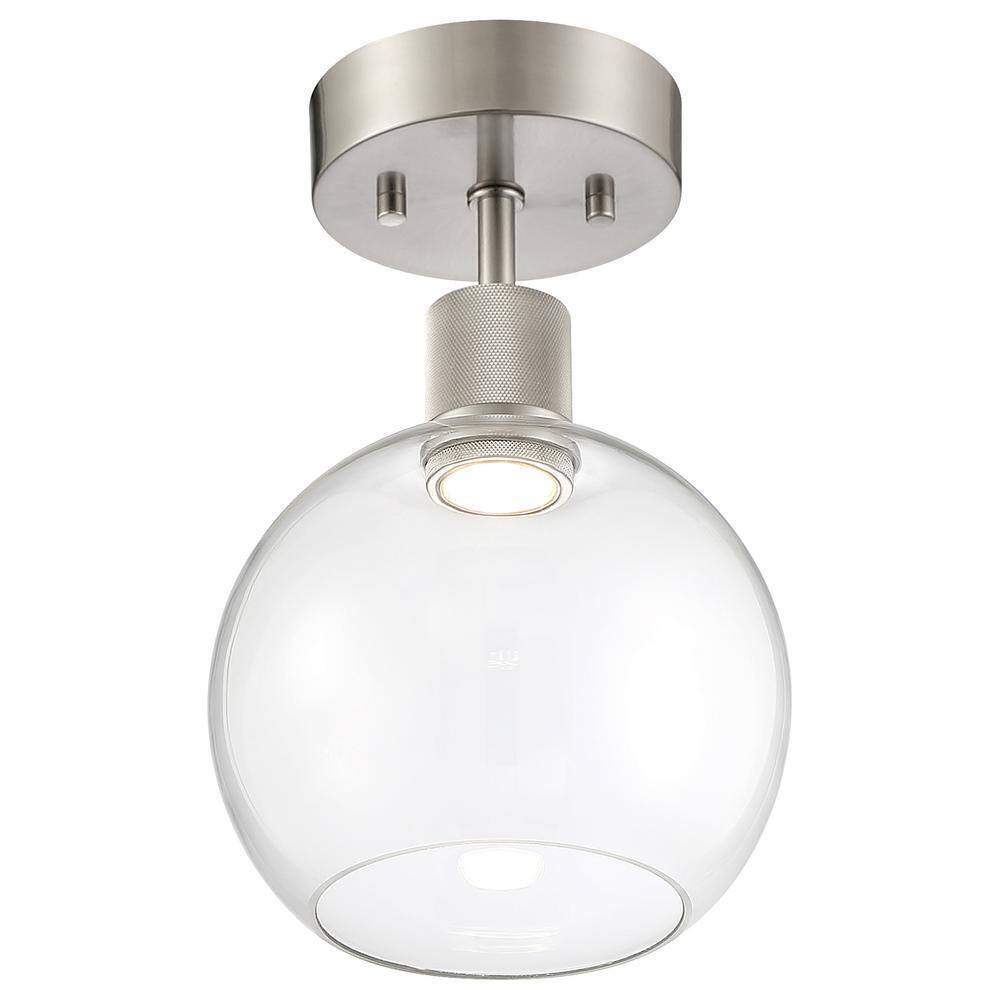 Access Lighting Port Nine 7.5 in. 1-Light Brushed Steel LED Semi-Flush Mount