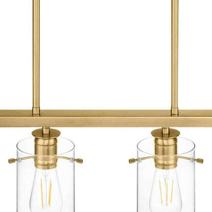 Hampton Bay Regan Brushed Gold Industrial Linear Chandelier  Clear Glass Shades
