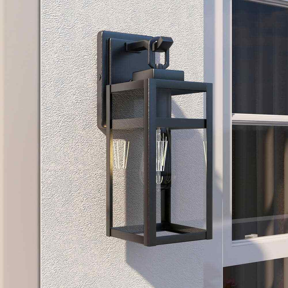 Pia Ricco Outdoor Wall Light 1-Light Black Exterior Wall Sconce Light Fixture