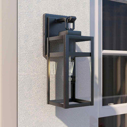 Pia Ricco Outdoor Wall Light 1-Light Black Exterior Wall Sconce Light Fixture