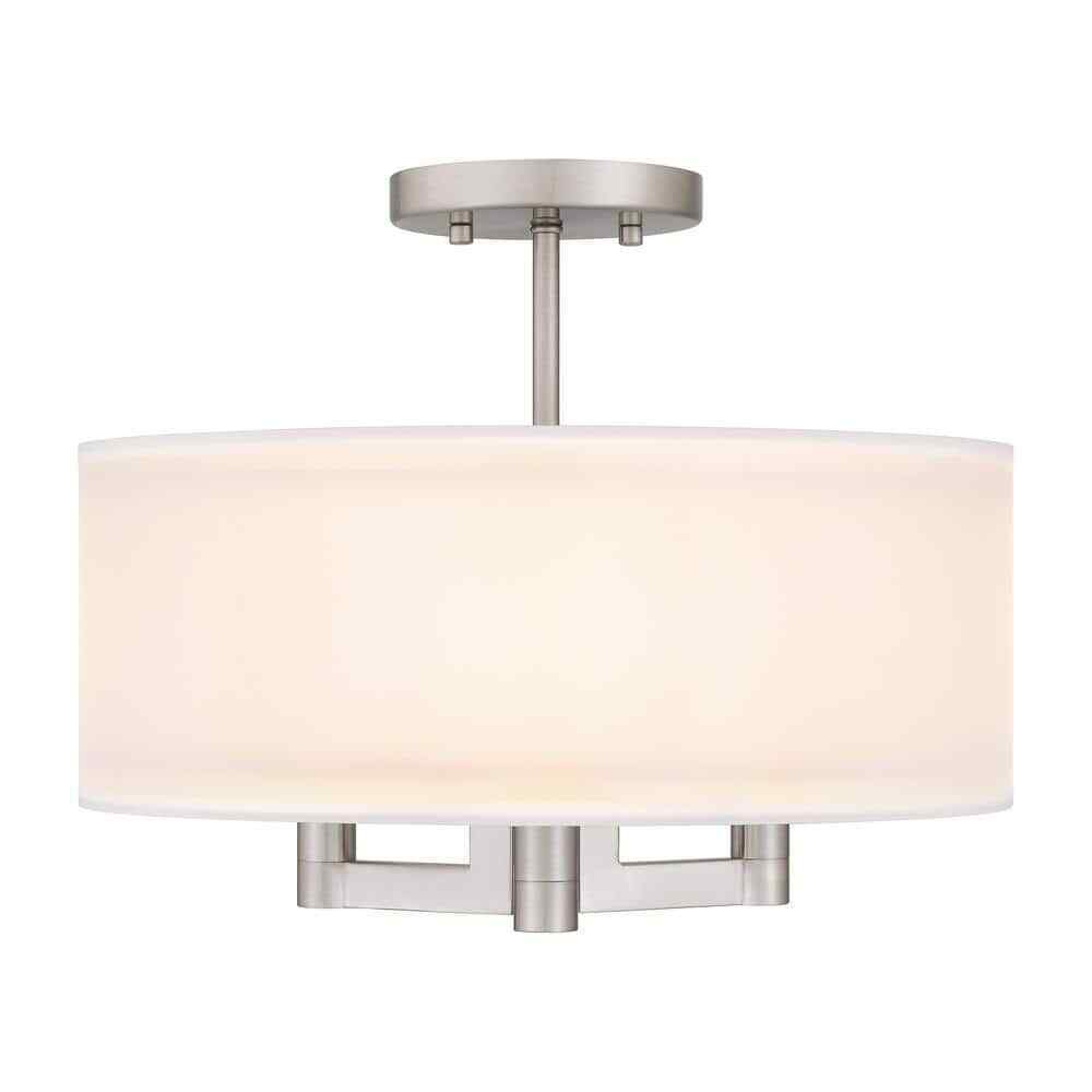 Home Decorators Hiddenbrook 15 in. 3-Light Brushed Nickel Semi-Flush Mount