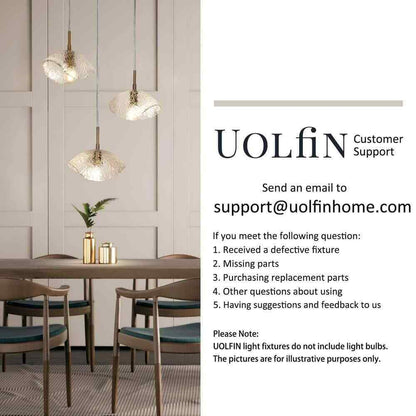 Uolfin Modern Farmhouse Gold Chandelier Black Dining Chandelier w/ Seeded Glass