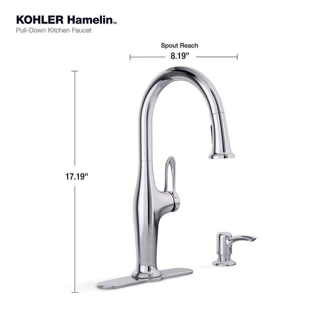 KOHLER Hamelin Single Handle Pull Down Sprayer Kitchen Faucet in Polished Chrome